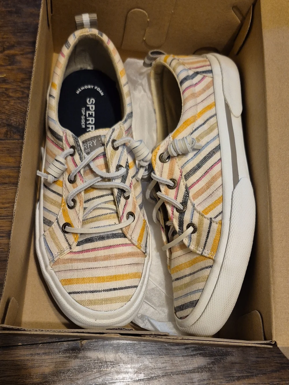Sperry Kids Multicolor Striped Canvas Sneakers - Cream, Yellow, Pink, Blue